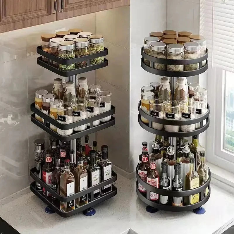 360 ° Rotating Spice Jar Glass Organizer