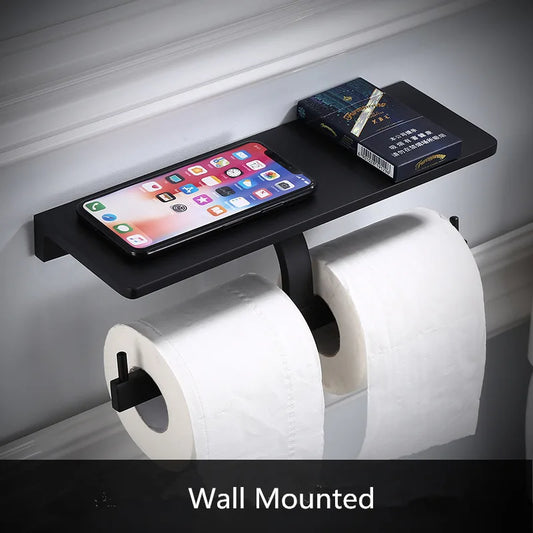 Bathroom Paper Holder with Phone Holder Aluminum