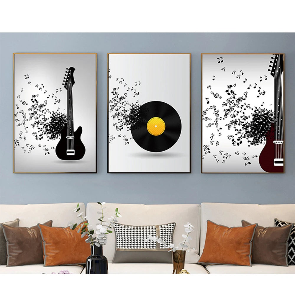 Guitar Record Note Canvas Painting