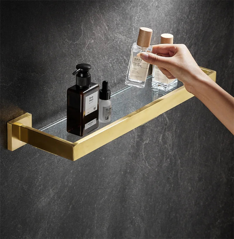 Golden Bathroom Shelf,Towel