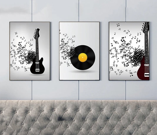 Guitar Record Note Canvas Painting