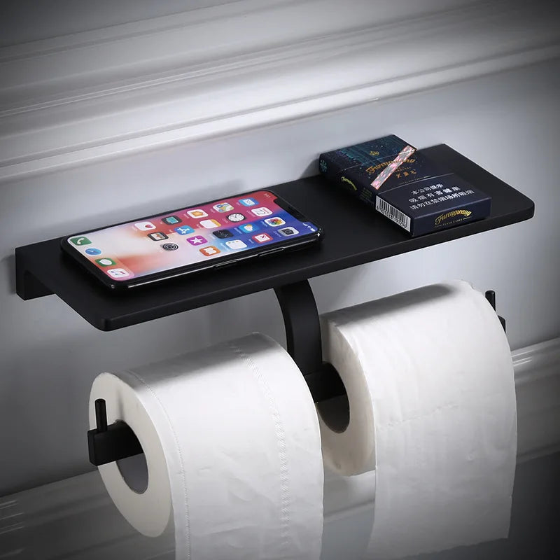 Bathroom Paper Holder with Phone Holder Aluminum