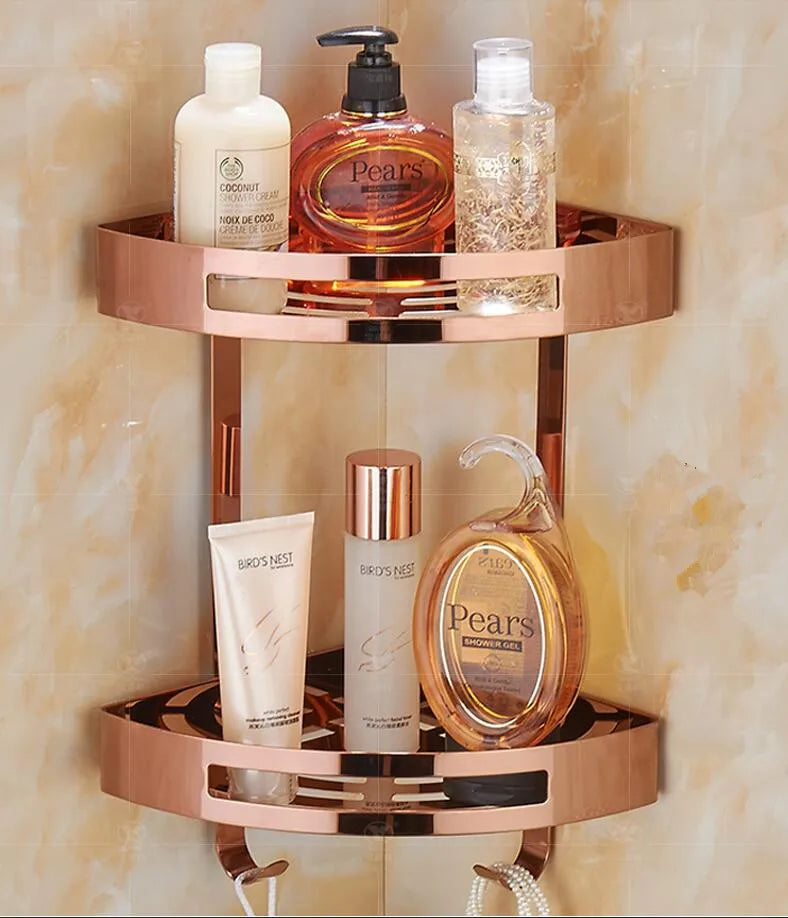 Gold Stainless Steel Bathroom Shelf