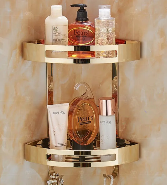 Gold Stainless Steel Bathroom Shelf