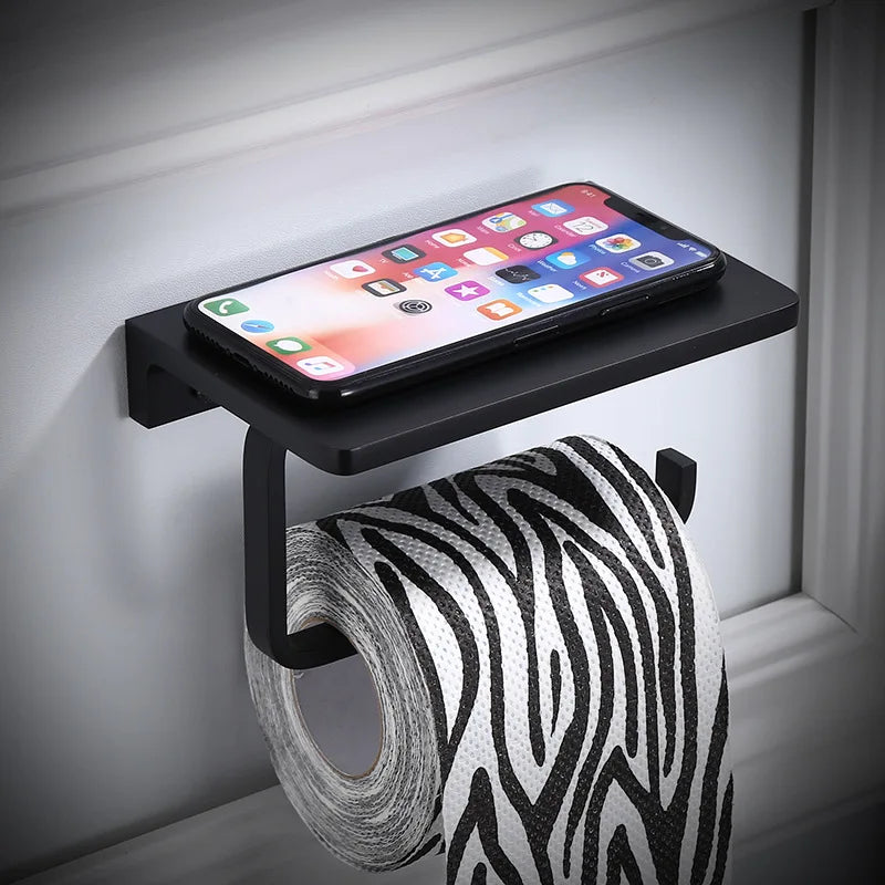 Bathroom Paper Holder with Phone Holder Aluminum