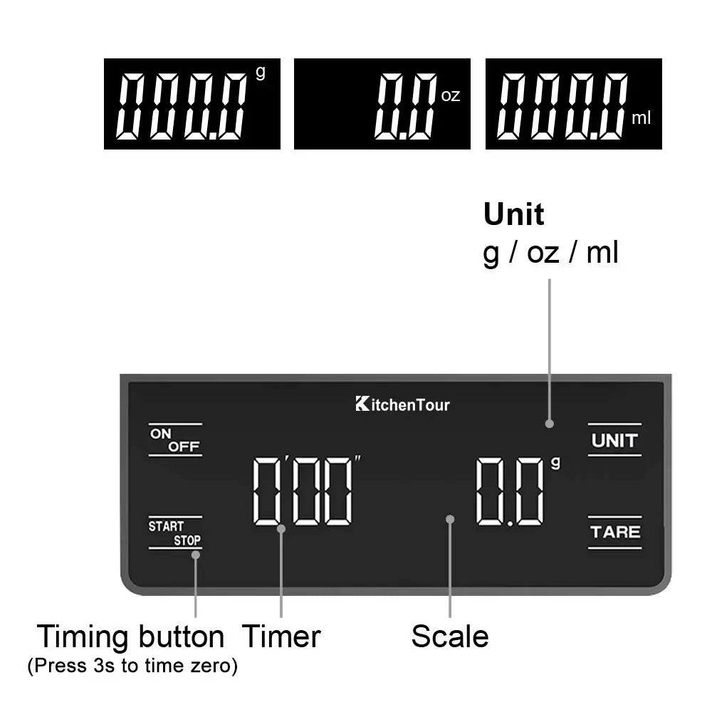 Drip Coffee Scale with Timer 3kg/0.1g