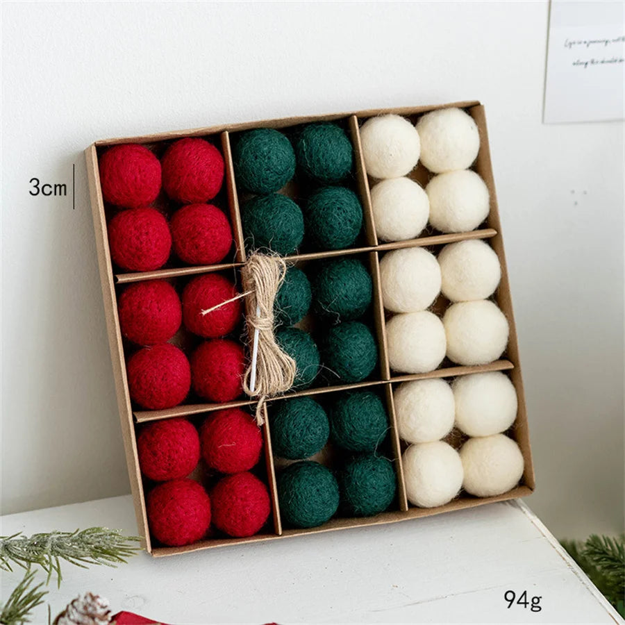 36pcs/Set Christmas Felt Wool Balls