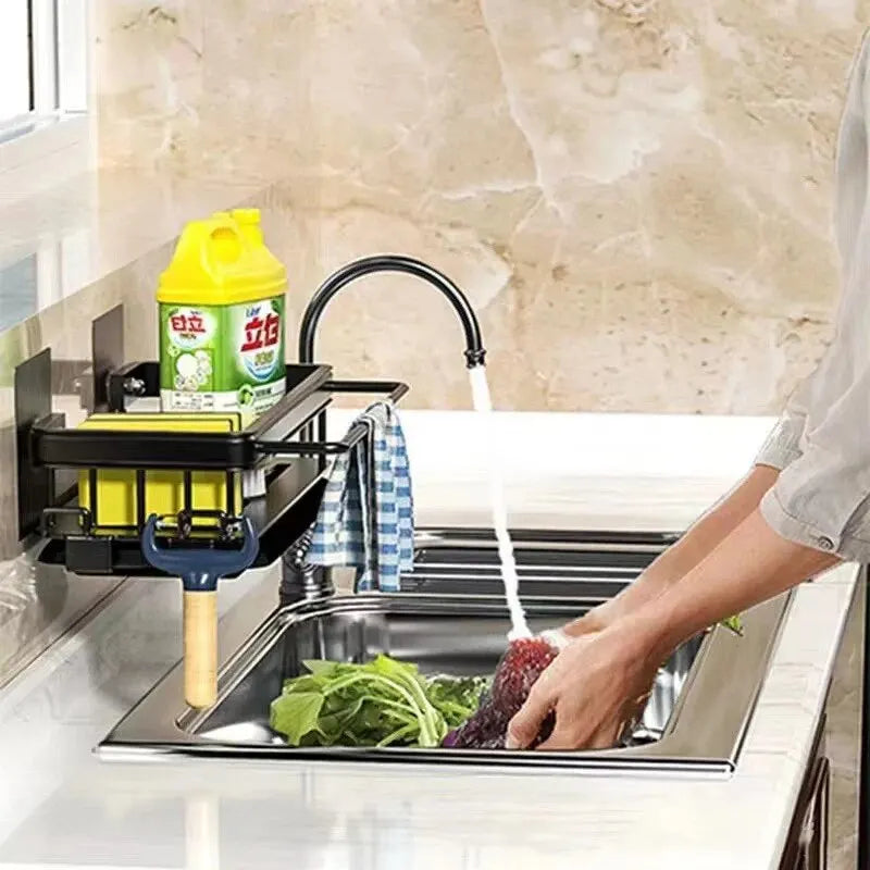 1pc Kitchen Aluminium Sink Drain Rack Shelf Basket Organizer