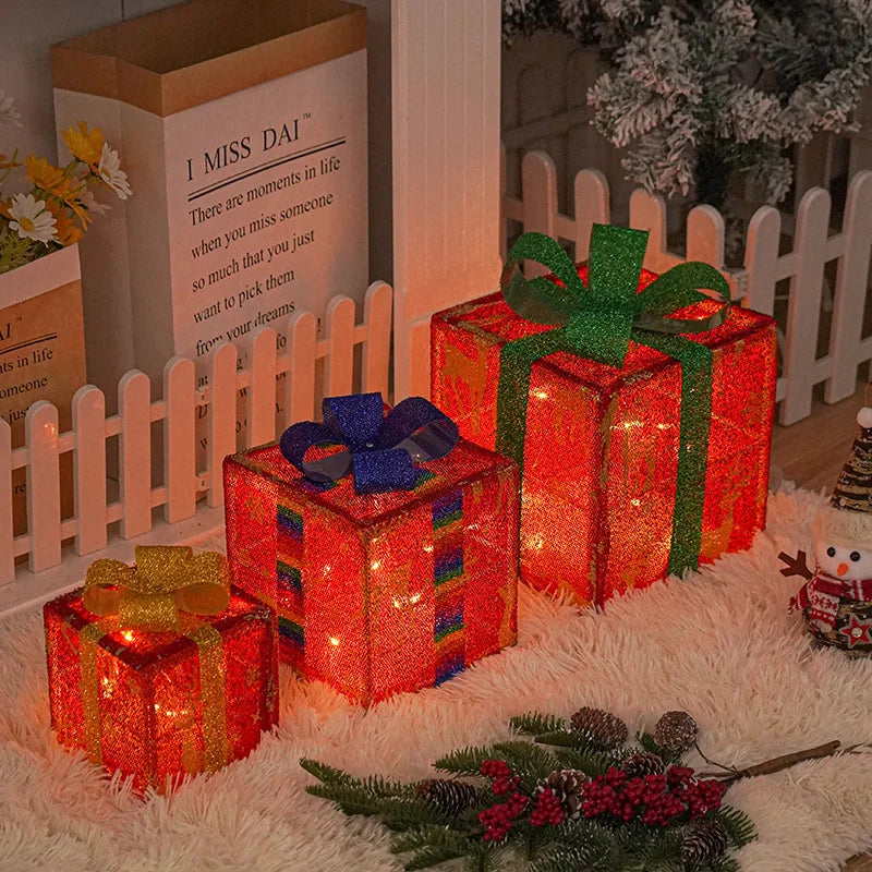 3pcs Christmas Glowing Gifts Box