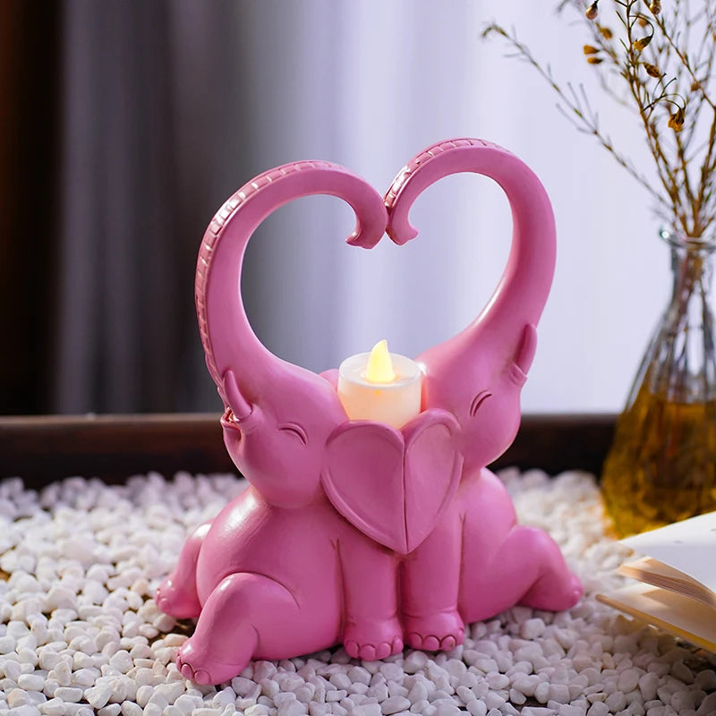 Resin Couple Object Handicrafts Elephant