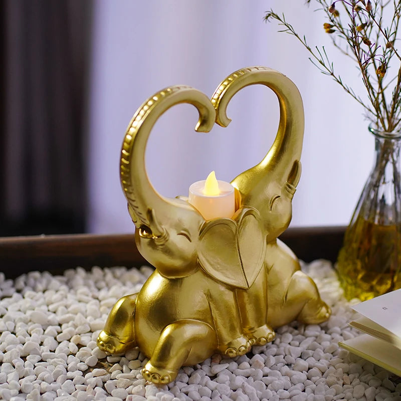 Resin Couple Object Handicrafts Elephant