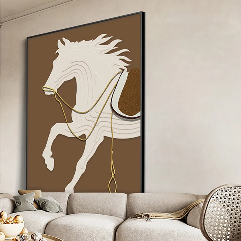 Horse Animals Minimalist Canvas  Painting