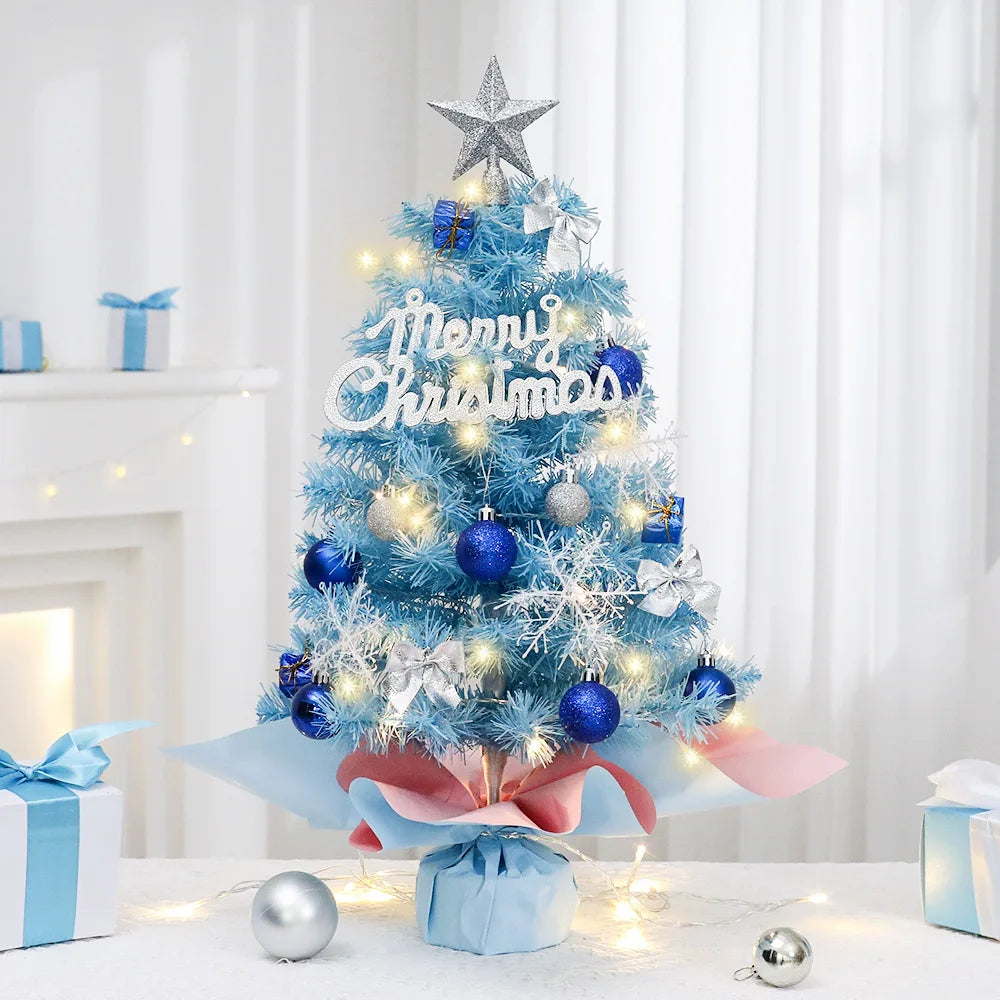 Blue Christmas Tree With lights