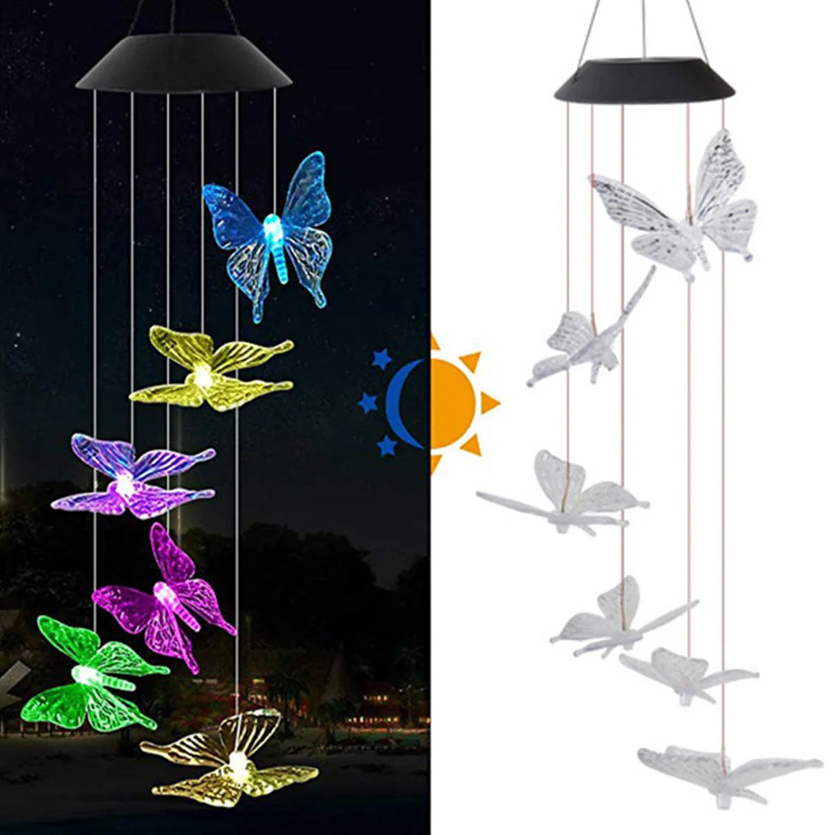 Wind Bell Hanging Lamp Solar Butterfly LED