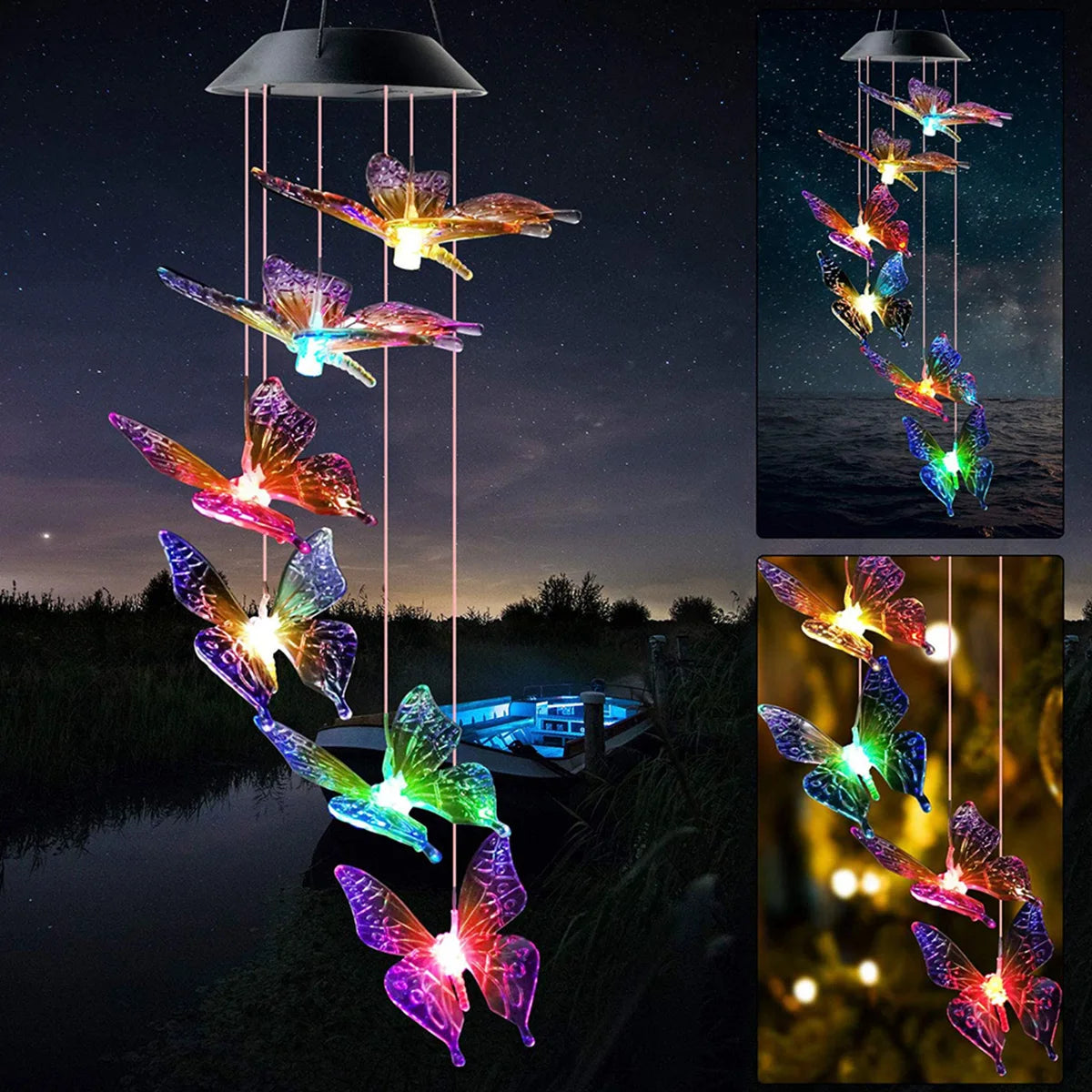 Wind Bell Hanging Lamp Solar Butterfly LED