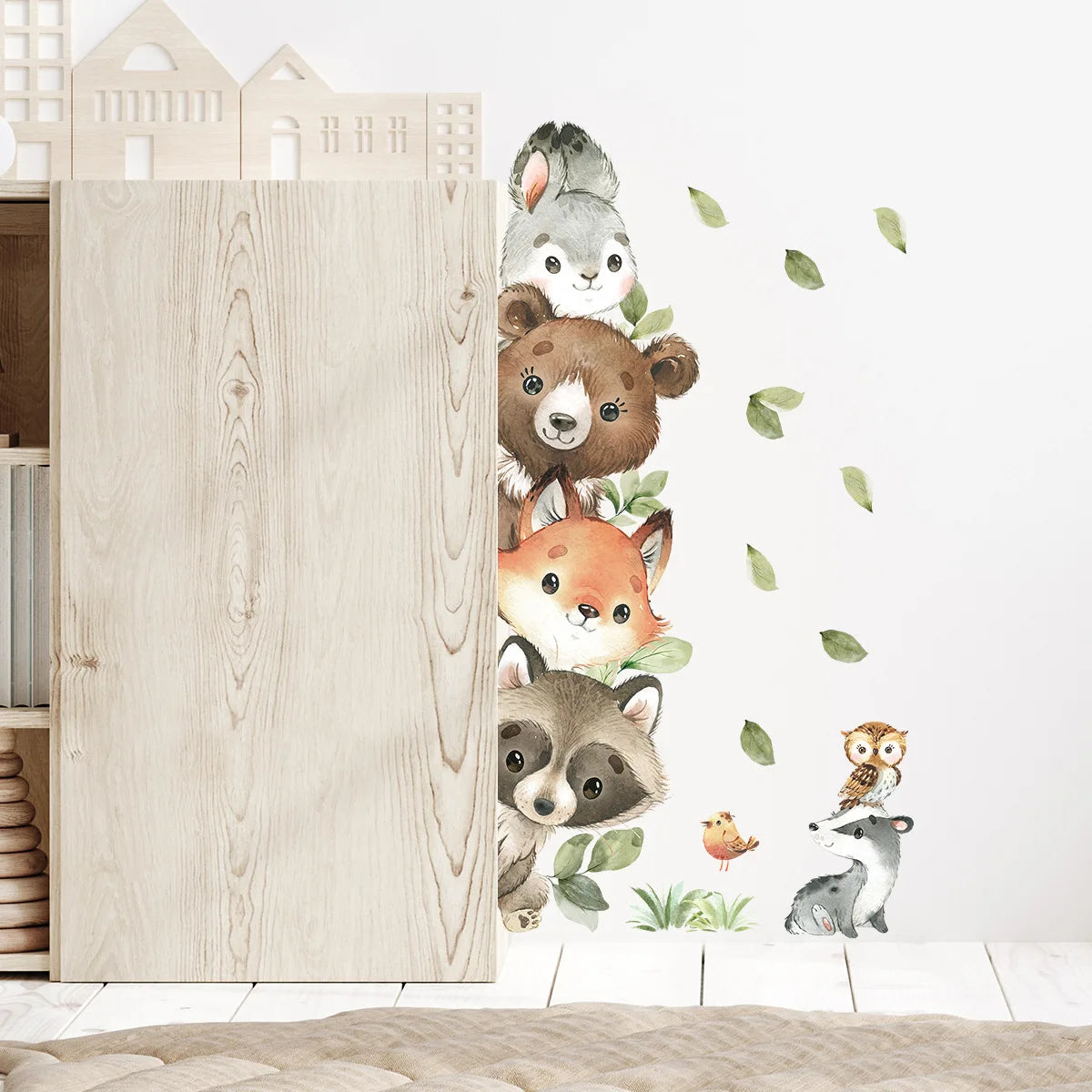 Cartoon Door Stickers Forest Animals