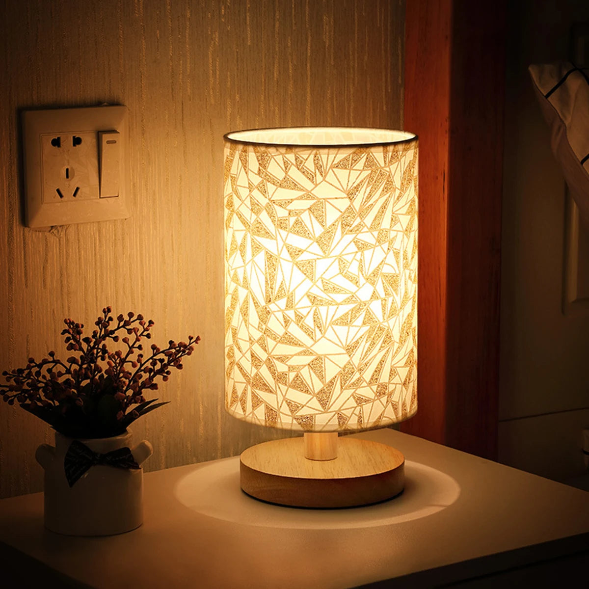 2/1PC Solid Wood Night Lamp