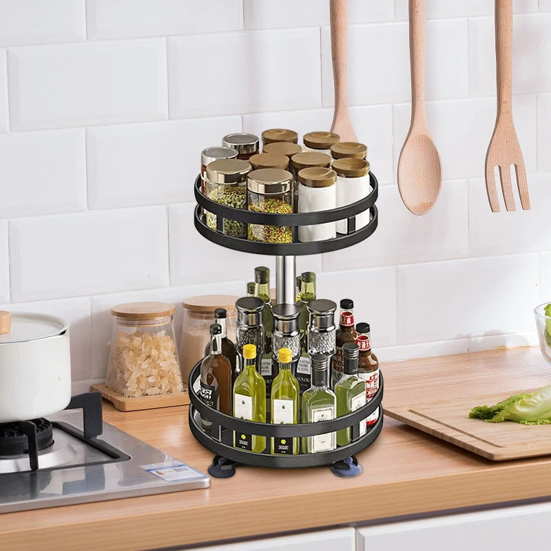 360 ° Rotating Spice Jar Glass Organizer