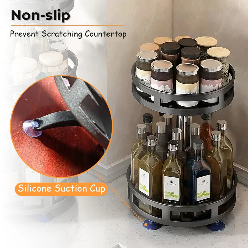 360 ° Rotating Spice Jar Glass Organizer