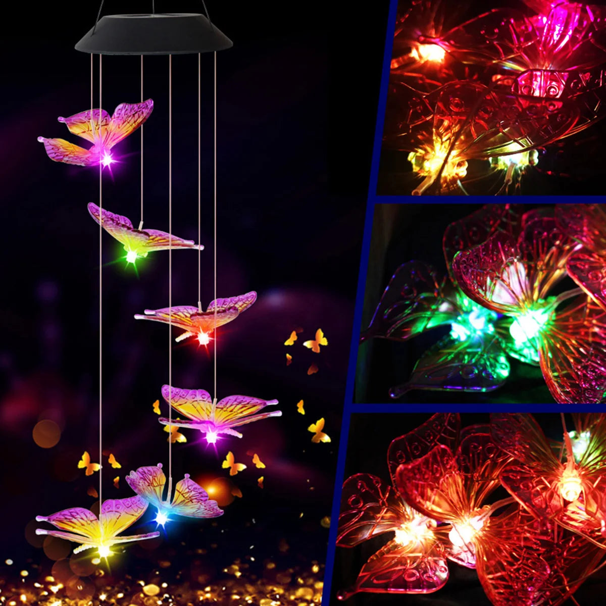 Wind Bell Hanging Lamp Solar Butterfly LED