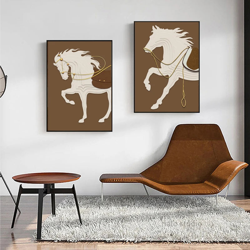 Horse Animals Minimalist Canvas  Painting