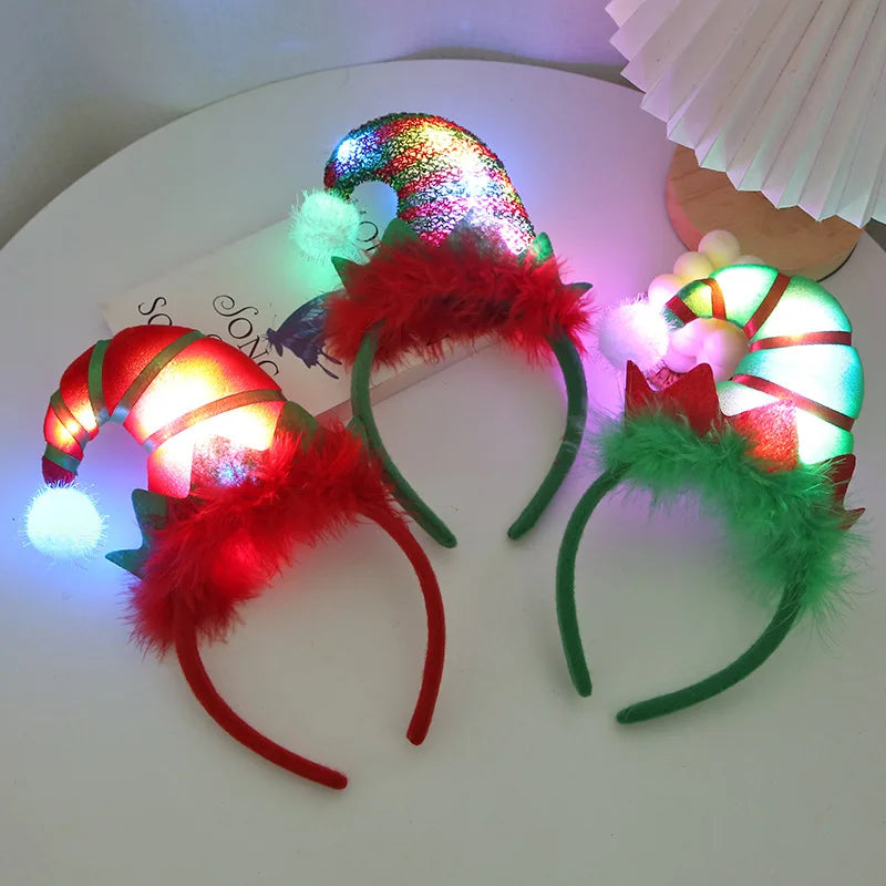 Christmas Elf Hat Headbands Lighted