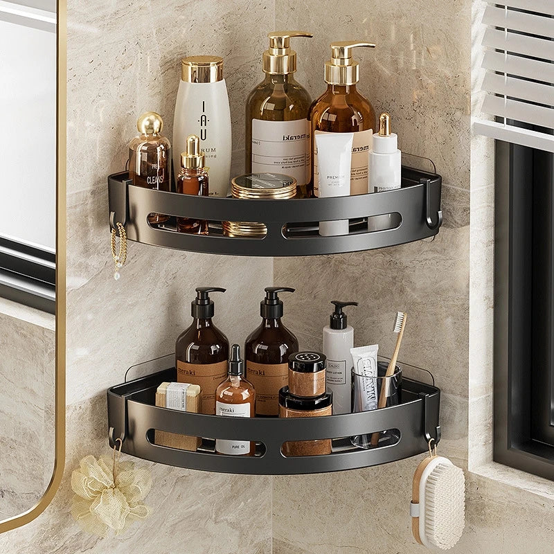 Black Bathroom Shelf Corner