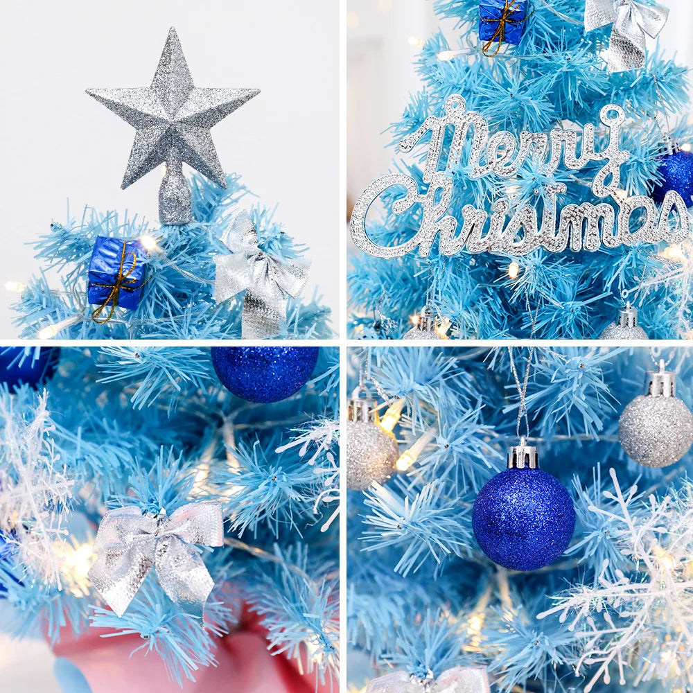 Blue Christmas Tree With lights