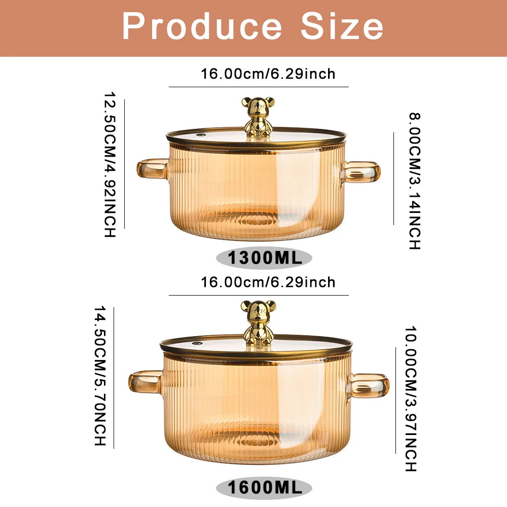 Glass Saucepan Clear Cooking Pot Soup