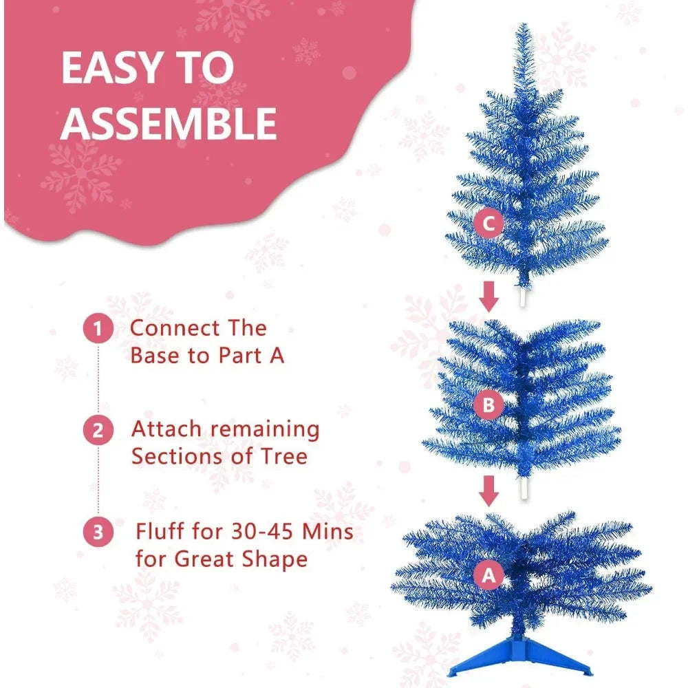 Artificial Blue Christmas Tree Lighted