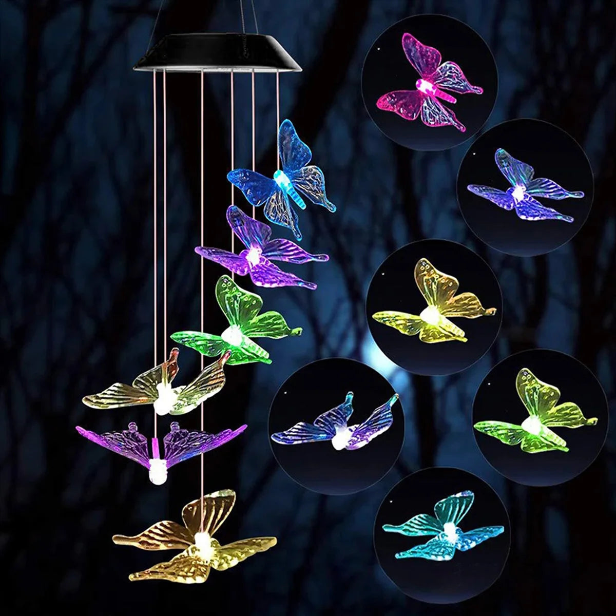 Wind Bell Hanging Lamp Solar Butterfly LED