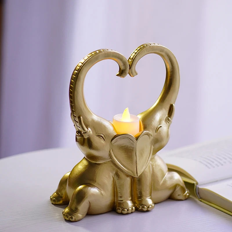 Resin Couple Object Handicrafts Elephant