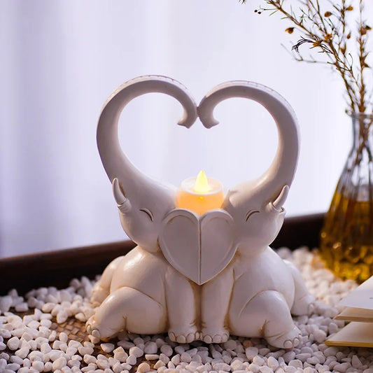 Resin Couple Object Handicrafts Elephant