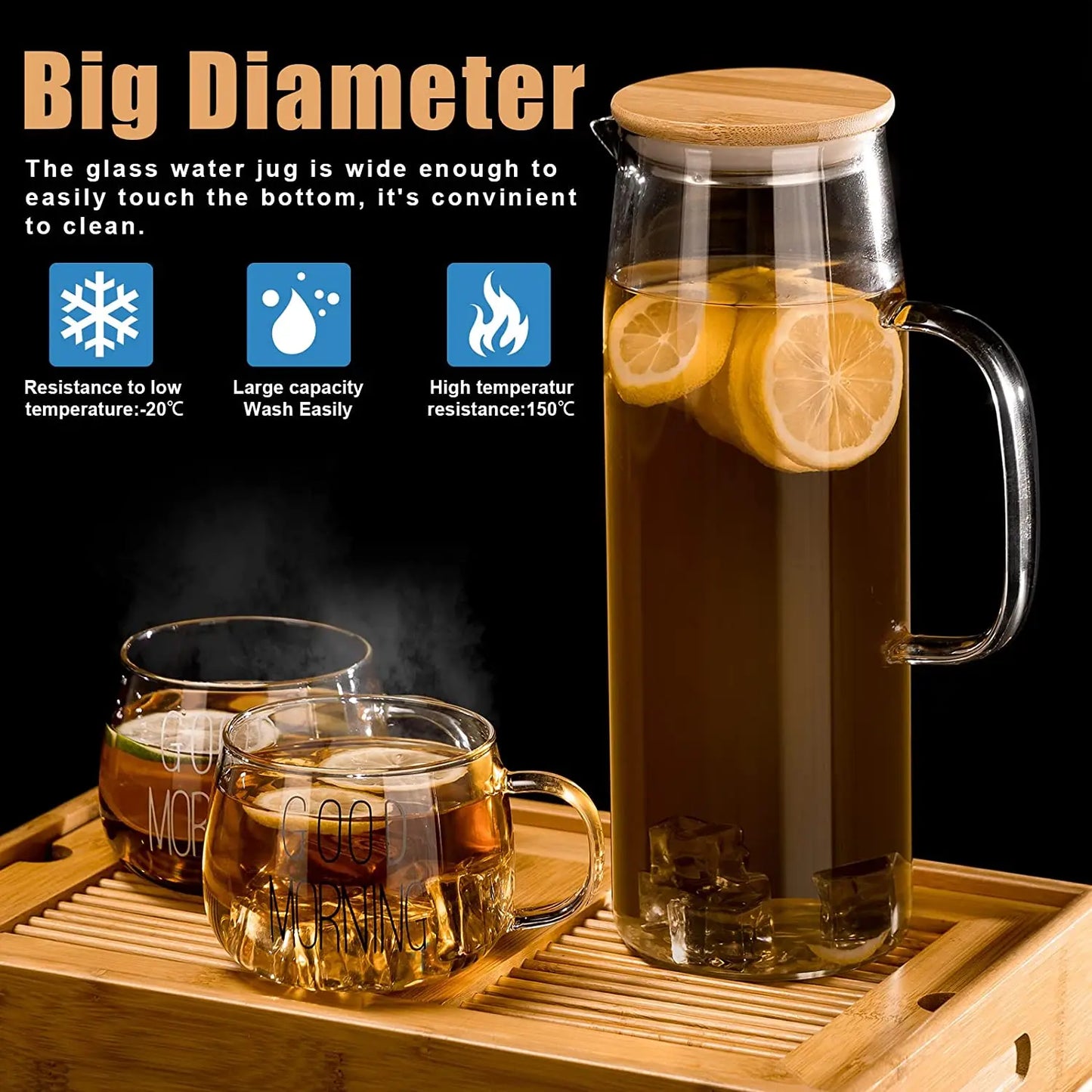 1.5L Glass Water Pitcher