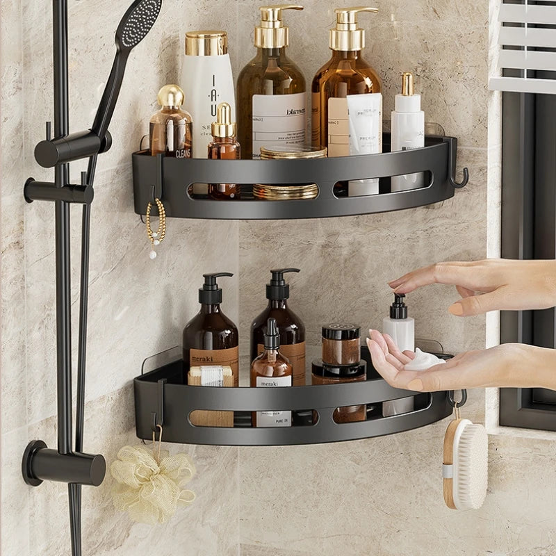 Black Bathroom Shelf Corner