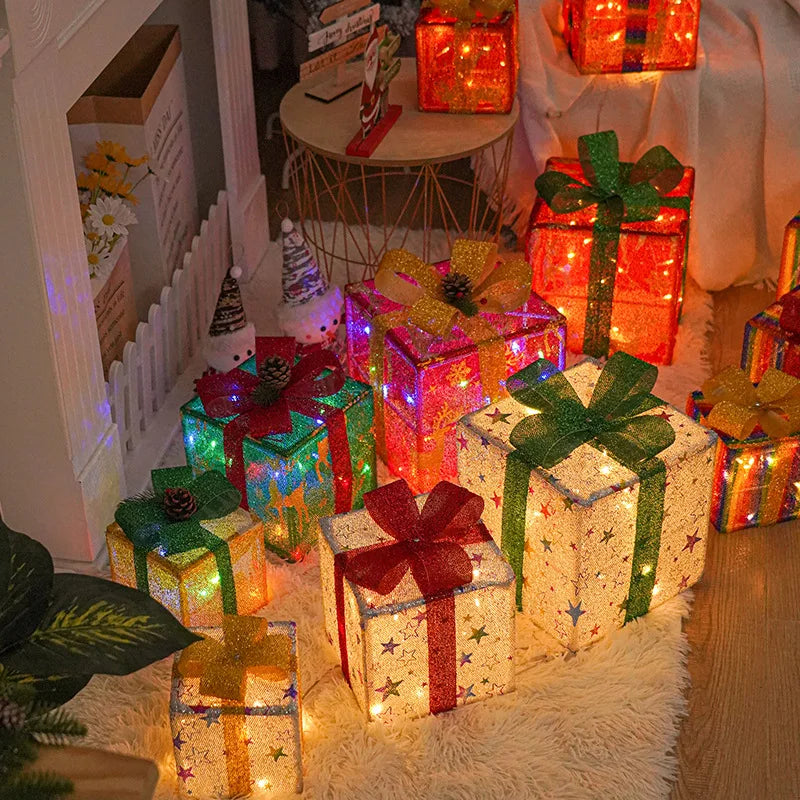 3pcs Christmas Glowing Gifts Box