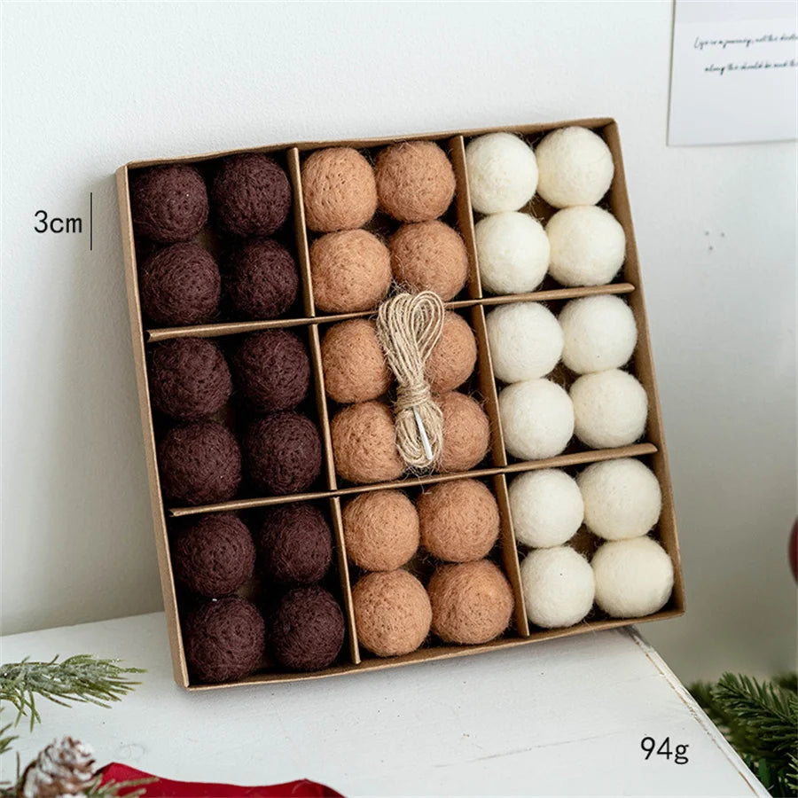 36pcs/Set Christmas Felt Wool Balls