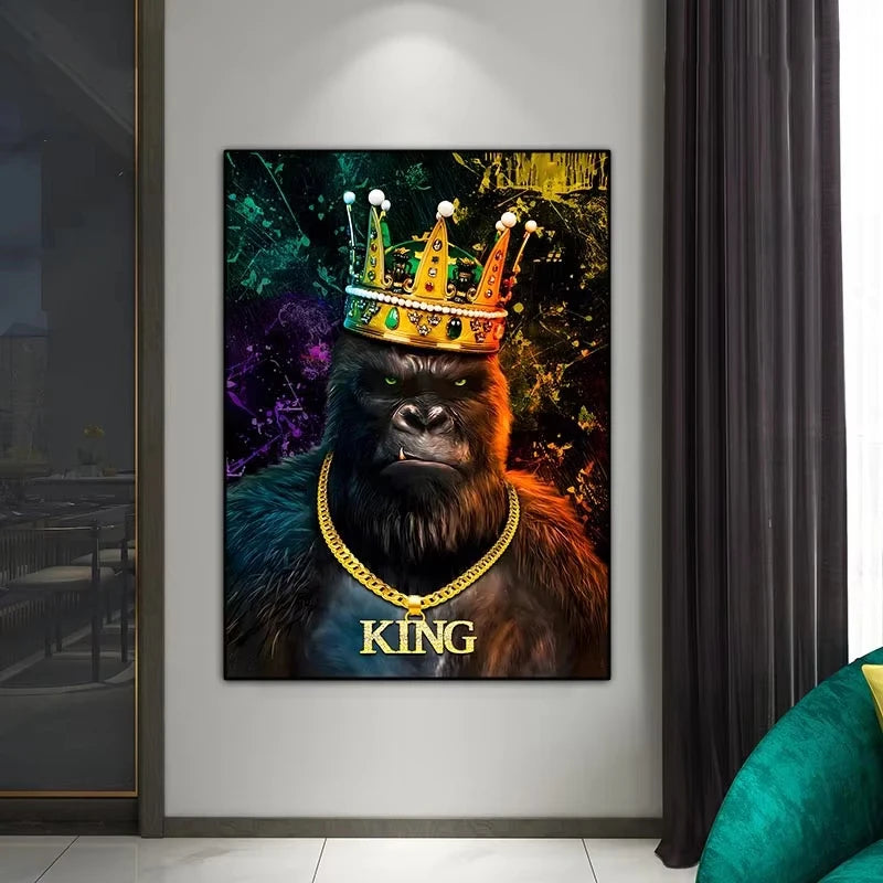 Abstract Gorilla With Crown Poster