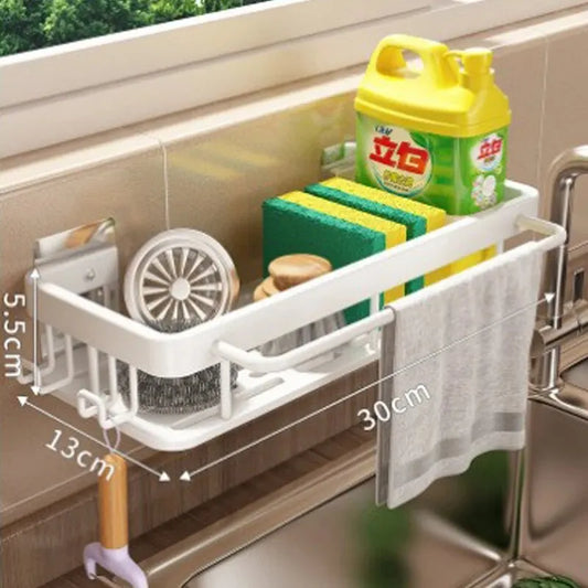 1pc Kitchen Aluminium Sink Drain Rack Shelf Basket Organizer