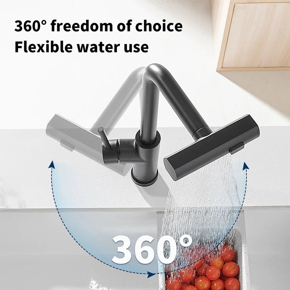 Touch Sense Kitchen Faucet 3 Mode Black Waterfall