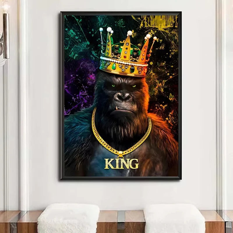 Abstract Gorilla With Crown Poster