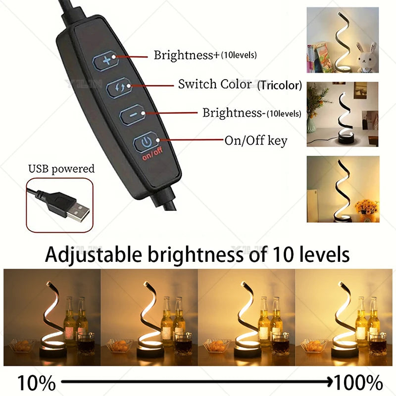 Modern Spiral Night Light Line Syle