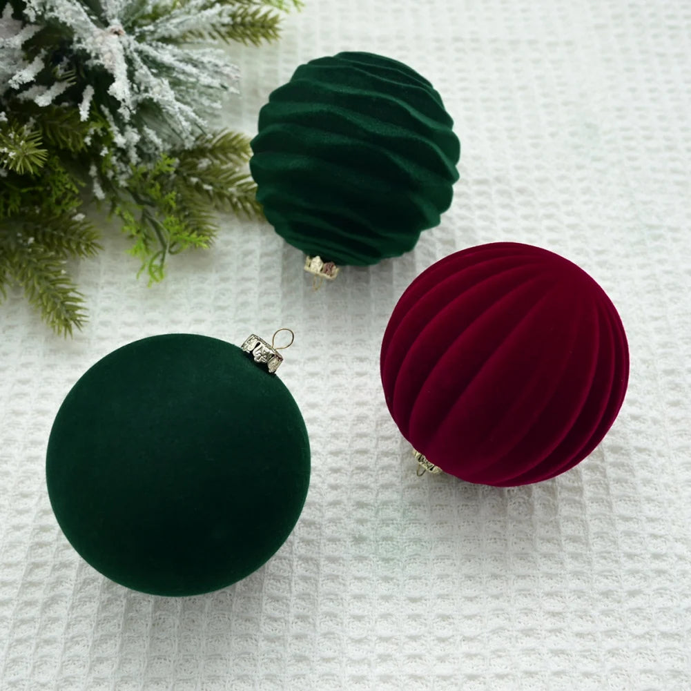 12Pcs/Box 8cm Christmas Velvet Ball