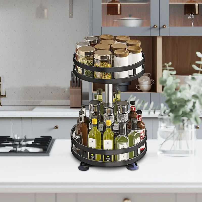 360 ° Rotating Spice Jar Glass Organizer