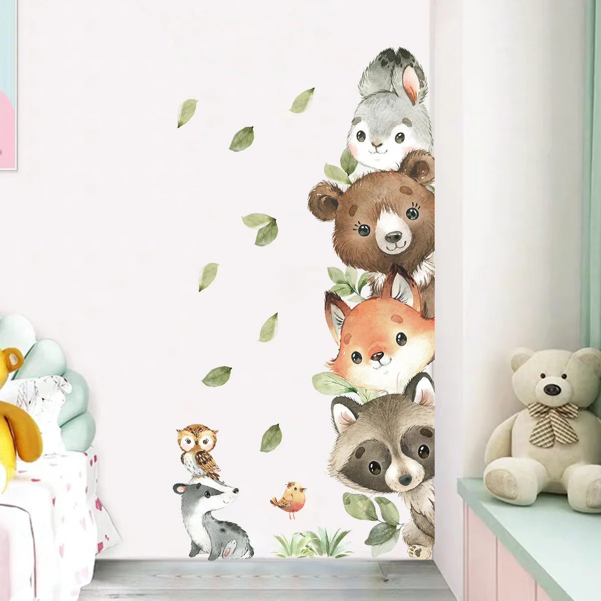 Cartoon Door Stickers Forest Animals