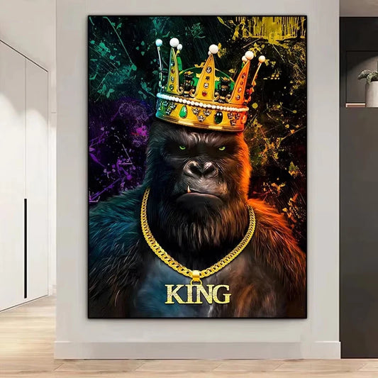 Abstract Gorilla With Crown Poster