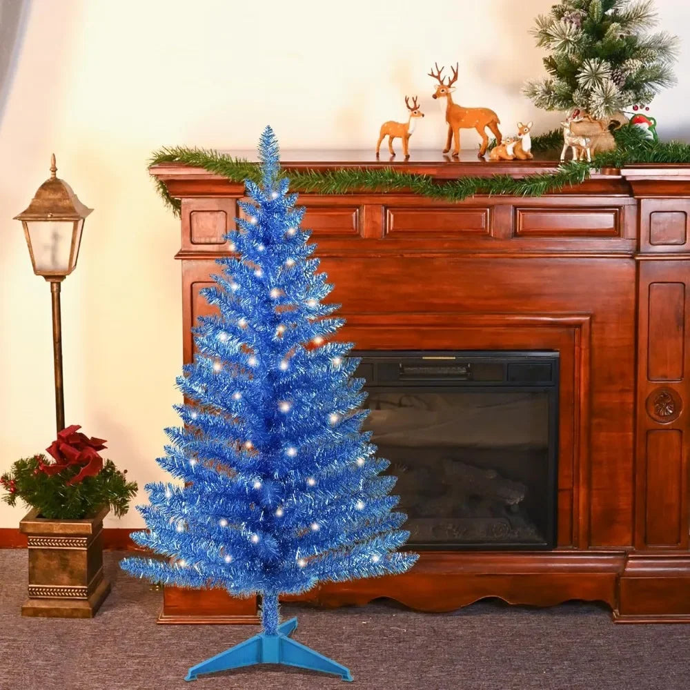 Artificial Blue Christmas Tree Lighted