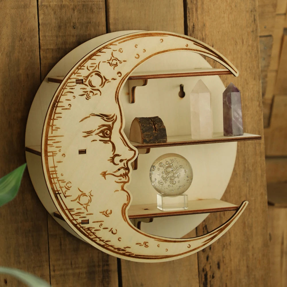 Moon Face Wooden Shelf