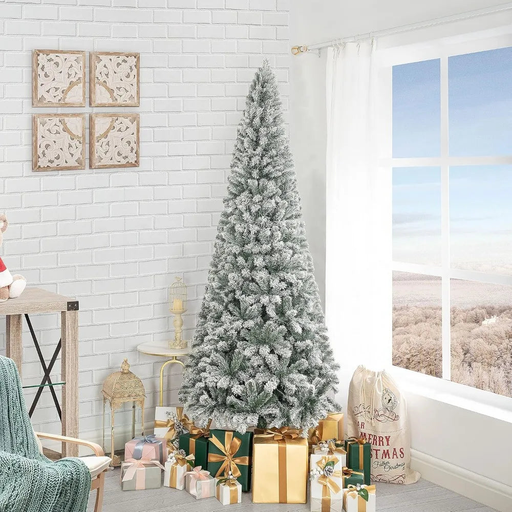 6.5ft Frosted Prelit Slim Artificial Christmas Tree