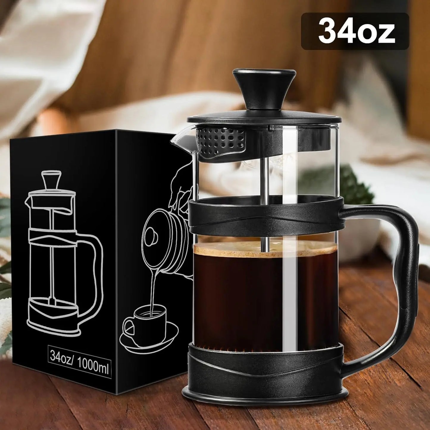 Black 1000ml Plastics Coffee Maker